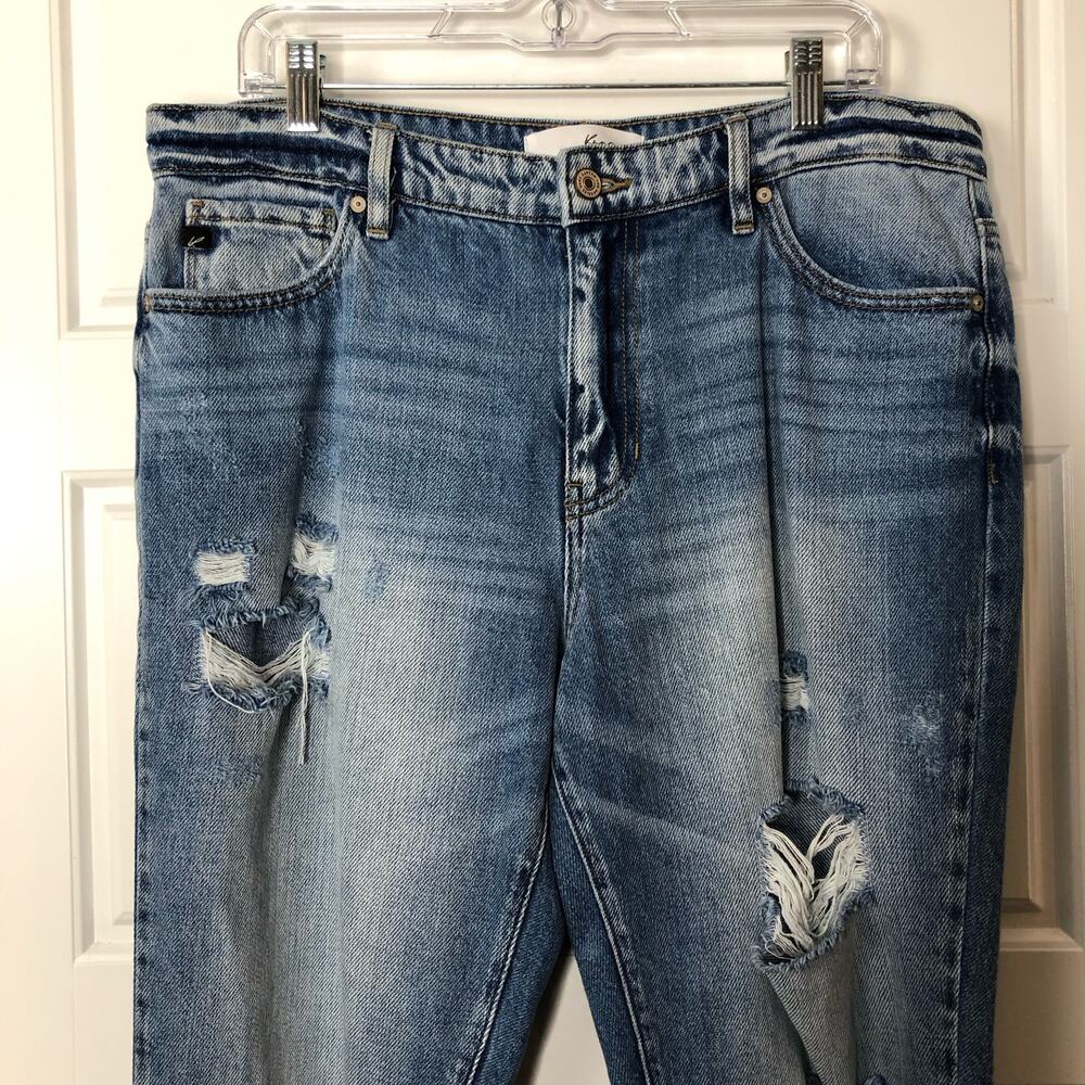 KanCan Womens Artemis High Rise Boyfriend Distressed Jeans Size 13/30 Med Wash - Picture 5 of 11